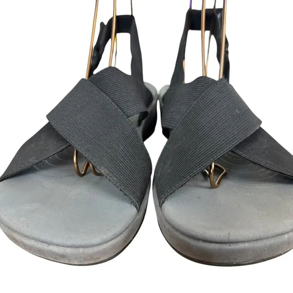Clarks Arla Kaydin Black Slingback Wedge Sandals Wide Strap Comfort Shoes sz 10